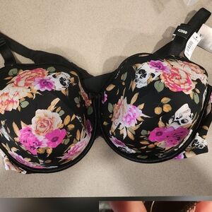 Torrid Black Floral Bra